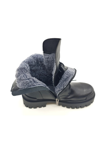 Осенние женские ботинки на овчине черные кожаные eg-12-1 23,5 см (р) Egga