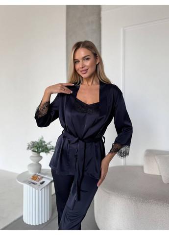 Темно-синий демисезонный женский комплект домашний No Brand