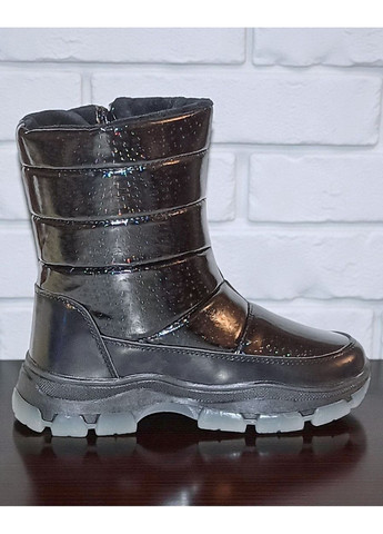 Черные зимние дутики на овчине, зимние ботинки для девочки подростка вистеп Weestep на молнии