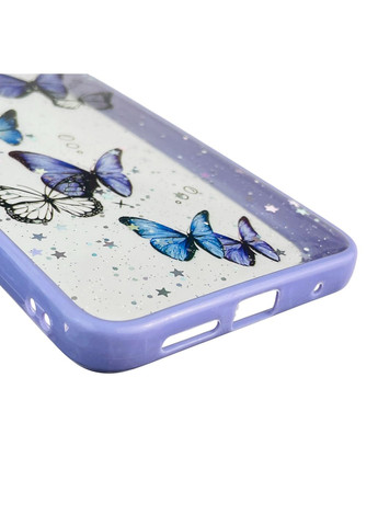 Чохол для Redmi Note 11 4G з блискітками з метеликами на сяомі редмі нот 11 4г бузковий Xiaomi (366386212)