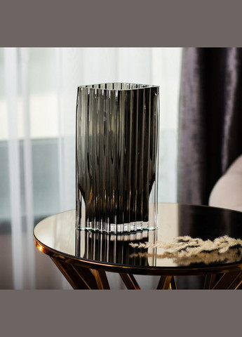 Прямоугольная декоративная стеклянная ваза цветов 23 см серого цвета. Yiwu (315636003)