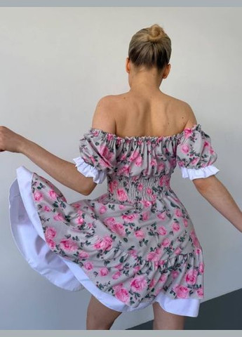 Серое платье с цветочным принтом 758eb No Brand