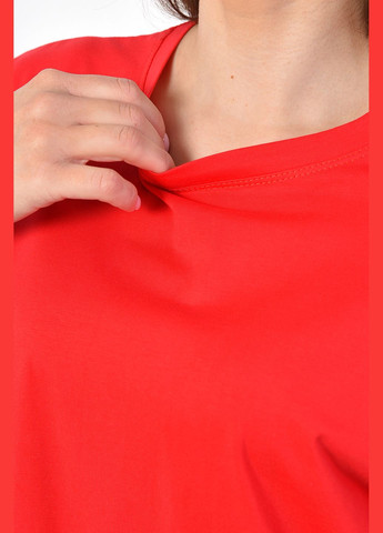 Червона літня футболка жіноча напівбатальна однотонна червоного кольору Let's Shop
