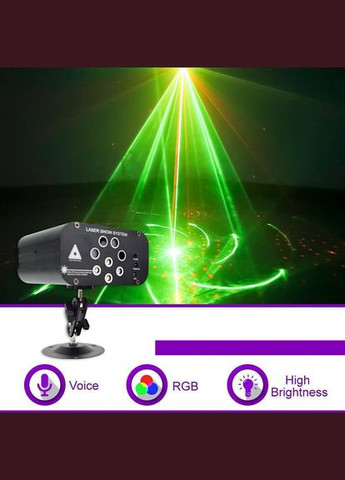 QR-409 LED 8 об’єктивів,128 візерунків, ефект спалаху, cвітломузика з пультом, лазерний диско проектор 360° Energolux (315922330)