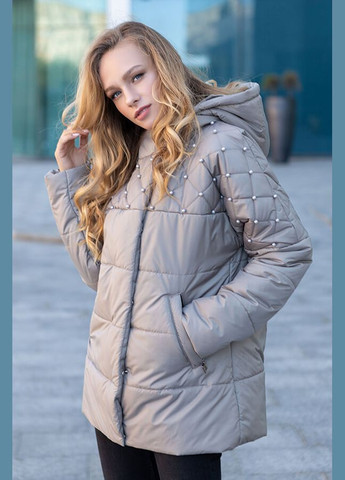 Бежева демісезонна куртка намистинка бежева фісташка MioRichi