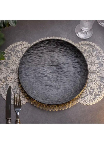 Тарілка сервірувальна порцелянова 25 см чорна HP-7-727 Yiwu (370800211)