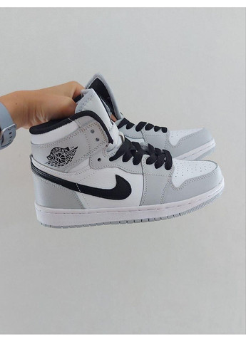 КРОСІВКИ ЖІНОЧІ NIKE AIR JORDAN 1 MID LIGHT SMOKE GREY V2 НАЙК АІР ДЖОРДАН No Brand сірі демісезони (368888085)