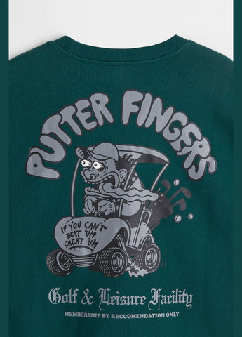 Зелений світшот оверсайз з бавовни H&M однотонний (327729812)