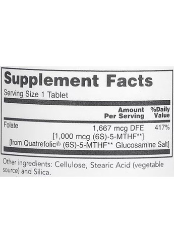 5-Methyl Folate 1000 mcg 90 Tabs Protocol for Life Balance (315885869)