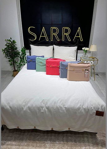 Комплект постільної білизни SARRA Двоспальний з простирадлом на резинці 160х200+30 см Kiremit ранфорс TC303375979 TURComFor (335057397)