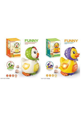 Іграшка музична качка або курка зі світлом рух несе яйця в асортименті 2 види коробка 12*12*18,5см No Brand (362420989)