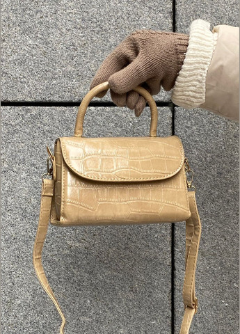 Жіноча сумочка 00581 крос-боді рептилія бежева No Brand (289199491)