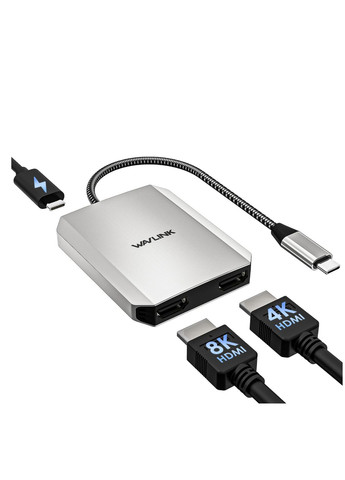 Хаб, Док-станція, Перехідник WAVLINK WL-UMD320, 3-In-1 USB-C to HDMI Dual Display Adapter, Single 8K@30Hz/4K@120Hz Dual 4K@60Hz No Brand (351371659)