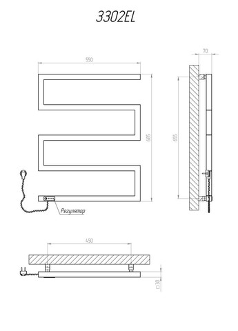 Полотенцесушитель Зета 685х550 EL тайм. Kosser (346048986)