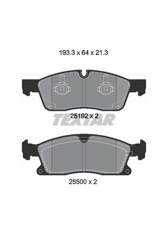 Колодки гальмівні (передні) MB M/GL/GLE/GLS-class (W166/X166) 11- (Teves) Q+ (193.3x64x21.3) 2519202 UA63 Textar (339653139)