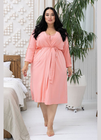 Ніжний жіночий халат трикотаж Хп1212 Персиковий MiaNaGreen (316714549)