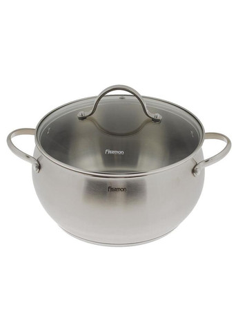 Кастрюля из нержавеющей стали 2.5л пузатая для готовки на индукционной плите кастрюля с крышкой Fissman (368990149)