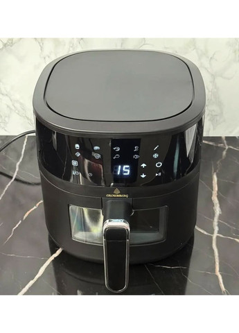 Аерофритниця безмасляна CB-5551 на 5л електричний аерогриль з сенсорним керуванням 2000Вт Чорний Crownberg (351361336)