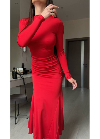 Червона святковий, вечірня, коктейльна елегантна червона сукня в пол дуже приваблива Nositi однотонна