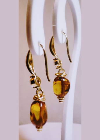 Сережки 2678 з натурального бурштину Медовий відтінок MINOV (311310539)