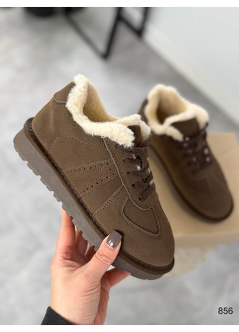 Кофейные утепленные кеды No Brand