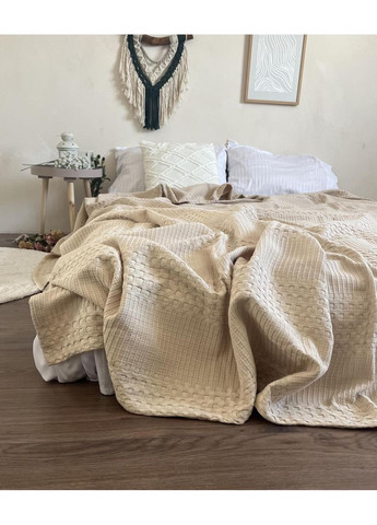 Покривало Марокко вафельне бавовняне бежевого кольору ZEINTEX Плед\Покривало (315346957)