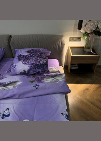 Постільна білизна полуторна бузкова Лебеді Бязь Поліестер 8560 Ananasko (339078980)