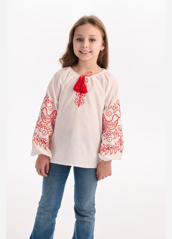 Белая вышиванка для девочки "голубка" MEREZHKA узор орнамент бязь (307152839)