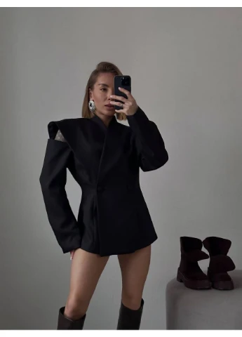 Чорна ділова, кежуал сукня піджак сукня-жакет No Brand однотонна