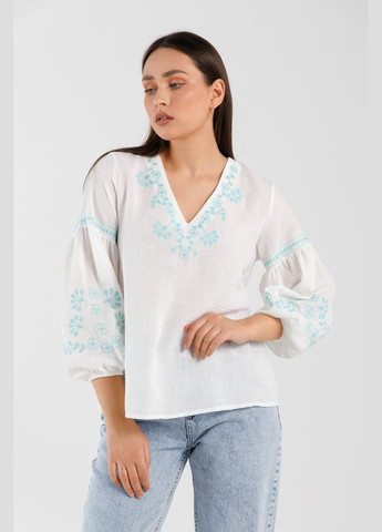 Комбинированная рубашка вышиванка женская 23038 бело-зеленый (2000990404114a) shop (2000990404114) Park Karon хлопок (365040798)