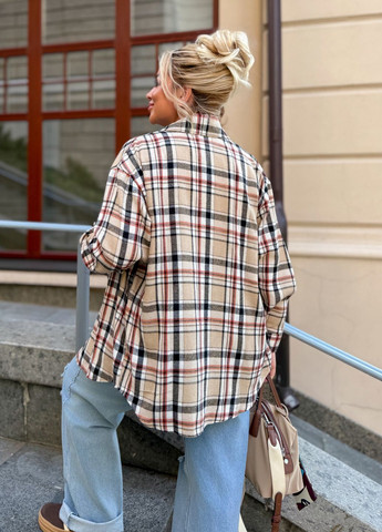 Жіноча фланелева сорочка картата оверсайз фасону No Brand (358555260)