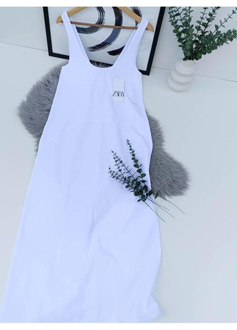 Білий комбінована поплінова сукня Zara