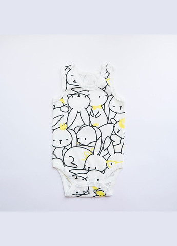 Комбинированный демисезонный боди-майка зайцы в желтых очках No Brand