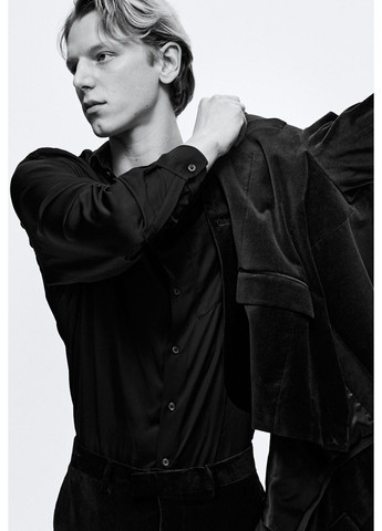 Темно-синяя демисезонная мужской бархатный пиджак slim fit (58182) s темно-синий H&M