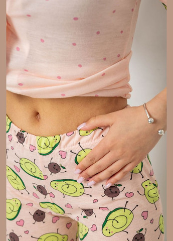 Персиковая пижама женская с принтом Ager 243R7091