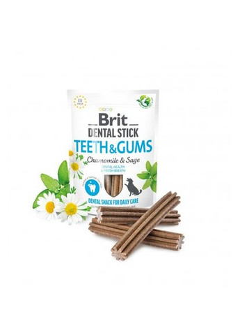 Лакомство для собак Dental Stick Teeth & Gums здоровые десна и зубы, ромашка и шалфей, 7 шт, 251 г Brit (362577744)