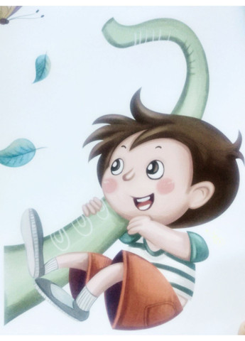 Наклейка Мальчик веселится с жирафом и слоном (лист 60х90 см) Б325 DXDL-AB No Brand (355947891)