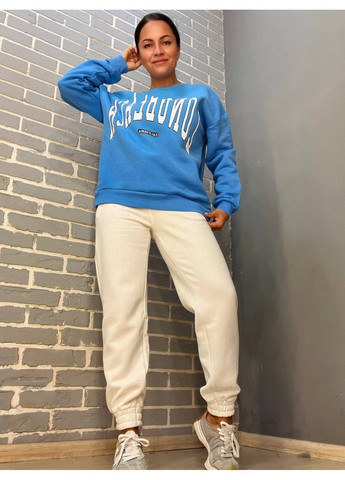 Костюм жіночий 399-488 спортивний утеплений світшот з написом оверсайз та штани на резинці Quzen (304062664)