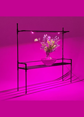 Подставка для цветов на подоконник Lucia Bicolor 2 с двойной фитолампой. Полка для цветов на окно Metaplant (300674527)