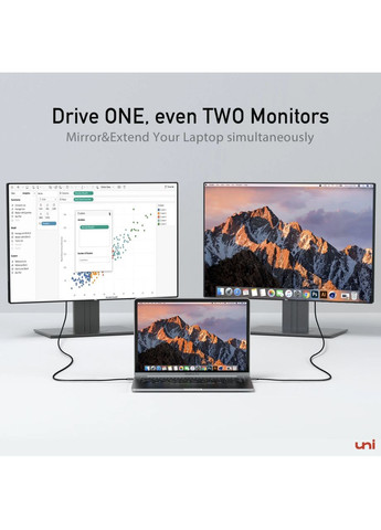 Кабель USB-С HDMI 1.8 м, 4K@60Hz, USB Type-C to HDMI UNI (351371810)