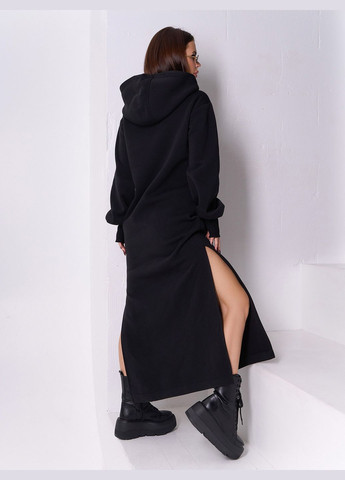 Черное повседневный платья платье-худи ISSA PLUS однотонное