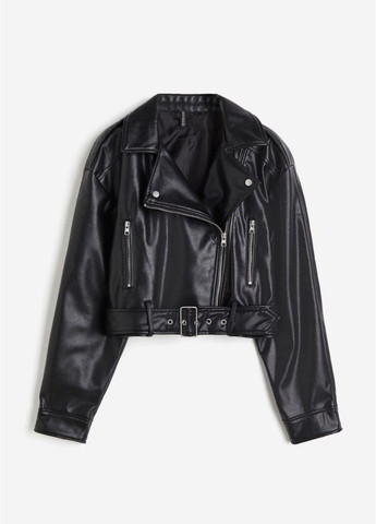 Черная демисезонная женская куртка-косуха из эко-кожи н&м (56807) xs черная H&M