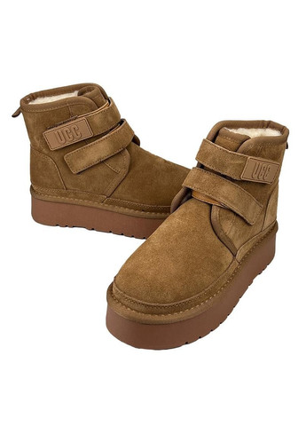 Уггі жіночі замшеві на платформі липучка коричневі 501-2 No Brand (306556348)