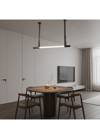 Дизайнерская люстра 120см черный хром 20W 4500K с экокожией (807-B01 (1200) PLBK+DGY) No Brand (370072457)