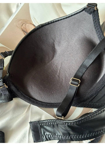 Чорний комплект бюстгальтер push-up + трусики сліпи 8188 чорний Weiyesi