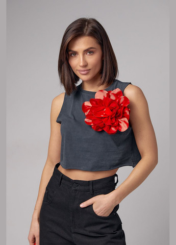 Трикотажная майка-топ с объемным цветком Lurex (284116493)