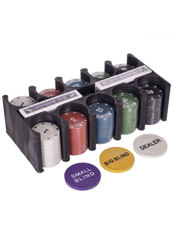 Набор для покера в металлической коробке SP- IG-1104215 (200 фишек, с номиналом, 2 кол.карт,холст) SP-Sport (361438609)