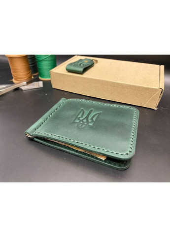 Затиск Для Грошей із Натуральної Шкіри з Гербом Набір + Брелок Колір Шкіряний Гаманець No Brand (358203452)