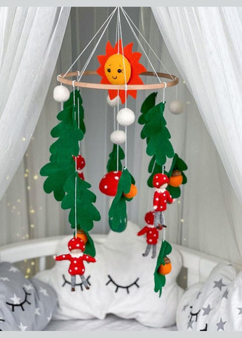 Дитячий музичний мобіль на ліжечко для немовлят WooolyWool «Мухоморчики» з 35 мелодіями No Brand (342758015)