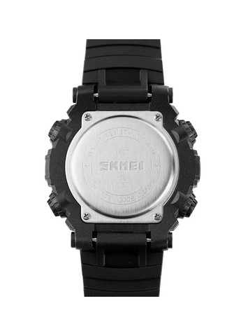 Мужские наручные кварцевые часы 1887 (Черный с красным) Skmei (314483367)